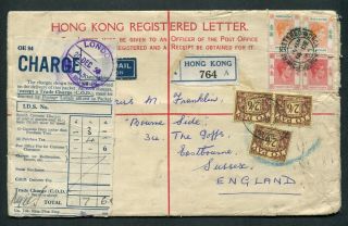 1950 Hong Kong Gb Kgvi 25c P.  S.  R.  Envelope Psre (uprated 2 X $1,  2 X 20c) To Uk