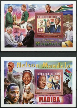 Chad 2013 Mnh Nelson Mandela Nobel Prize 2x 1v Deluxe S/s Famous People Stamps