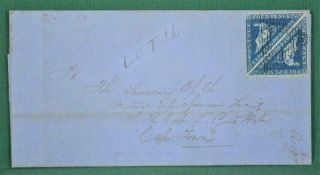 Cape Of Good Hope Stamp Cover 1859 With Pair 4d Blue Triangles To Cape Town (c73