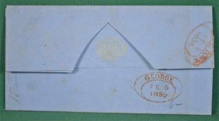 CAPE OF GOOD HOPE STAMP COVER 1859 WITH PAIR 4d BLUE TRIANGLES TO CAPE TOWN (C73 3