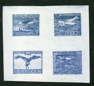 Austria Stamp Osterreich1932 4 Diff,  Ludwig Hesshaimer Airmail Essay Block 4,  Vf
