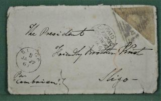 Cape Of Good Hope Stamp Cover 6d Lilac Triangle 1861 Via Cape Packet (c72)