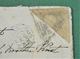 CAPE OF GOOD HOPE STAMP COVER 6d LILAC TRIANGLE 1861 VIA CAPE PACKET (C72) 2