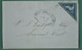 Cape Of Good Hope Stamp Cover 4d Blue Triangle 1864 To Somerset East (c71)