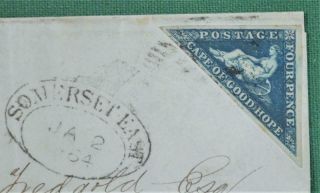 CAPE OF GOOD HOPE STAMP COVER 4d BLUE TRIANGLE 1864 TO SOMERSET EAST (C71) 2