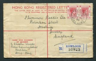 1939 Hong Kong Gb Kgvi 25c P.  S.  R.  Envelope Psre (uprated 2 X 15c) To England Gb