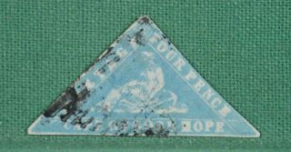 Cape Of Good Hope Stamp Woodblock Triangle 4d Pale Blue Sg 14 (c66)