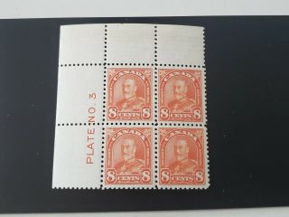Canada 172 Mnh Red Orange Stamps Corner Block 3 Og