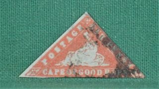 Cape Of Good Hope Stamp Woodblock Triangle 1d Vermillion Sg 13 (c65)