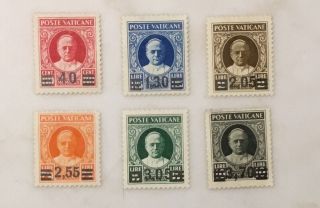 1934 Vatican Stamps - Sc Cat 35 - 40 Vf H Og