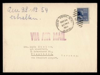 Dr Who 1954 Ny Airmail To Germany Prexie E71299