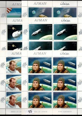 / Ajman - Mnh - Spaceship - Space - Gagarin - Full Sheets