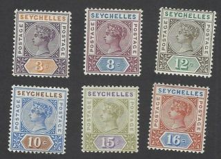 Seychelles Qv 1890 - 93 Mnh Selection (6).  Sg £65 Zaz