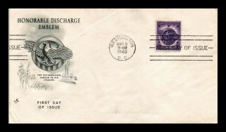 Dr Jim Stamps Us Honorable Discharge Emblem Fdc Art Craft Cover Scott 940 - 10