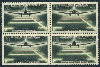 France B329 Block/4,  Mnh.  Michel 1240.  Stamp Day 1959.  Plane Landing At Night.