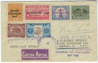 Guatemala 1937 Registered Airmail Cover To Java Netherland Indies