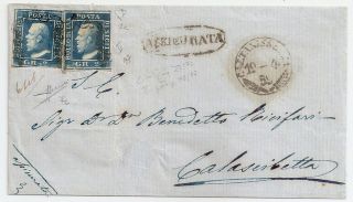 1859 Italy Sicily Cover,  Sa 7c X 2 Stamps,  $13500.  00,  Major Rarity