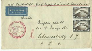 1930 Germany To York Mit Luftpost Airmail Graf Zeppelin Cover & Stamps