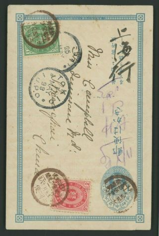 1898 Japan - China Cover Pc,  Shanghai Local & Nikko - Tokyo,  Tetsudo Ubin Railway