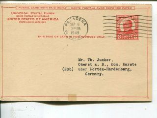 Usa 3,  3c Double Postal Card To Germany 1949