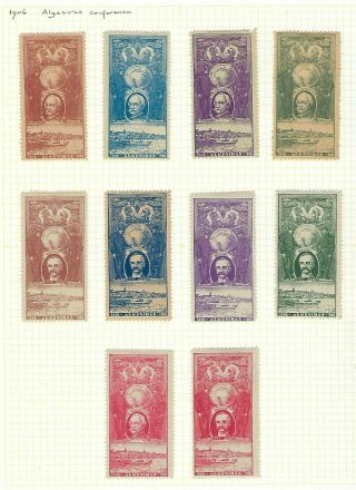 Morocco 1906 Algesiras Set Of 8 Cinderella Labels Hinged