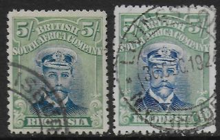 Rhodesia Stamps 1922 Sg 306 - 307 Canc Vf