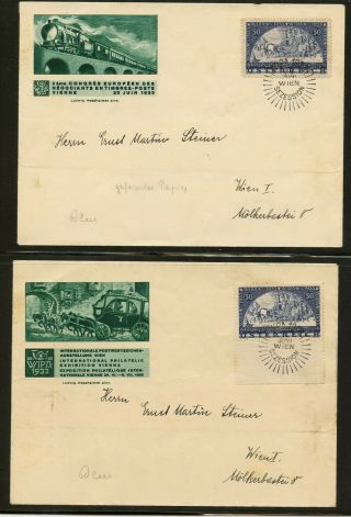 Austria 2 X 1933 Wipa Philatelic Exhibition Commemorative Covers Rare - Ksm