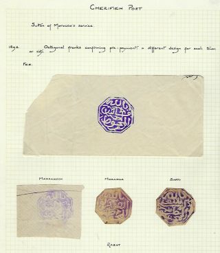 Morocco Cherifien Post 1890s Group Of Violet Negative Seals And Part Cover
