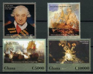 Ghana 2006 Mnh Battle Of Trafalgar 200th Nelson Ships John Jervis 4v Set Stamps