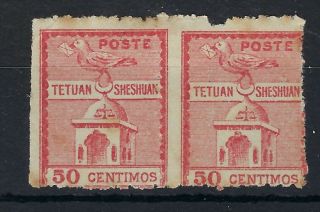 Morocco Local Post Tetuan To Sheshuan 1897 50c Pair Hinged