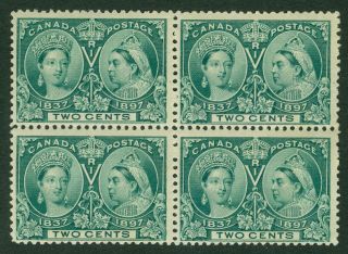Sg 124 Canada 1897.  2 Cent,  Green,  Block Of 4.  3 Stamps Being Unmounted.