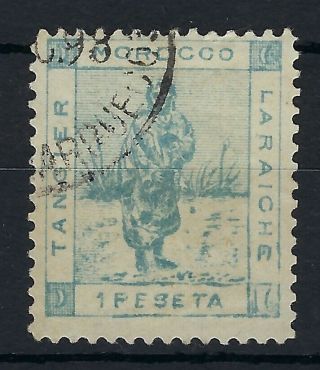 Morocco Local Post Tanger To Larache 1898 1p In Blue Variety Spot In Grass