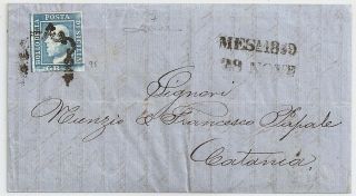 1859 Italy Sicily Cover,  Sa 7,  2gr Stamp Position 95,  $1225.  00,  Rare