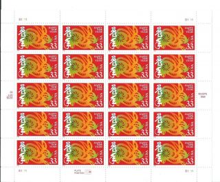 Scott 3272.  Chinese Year.  Rabbit_hare.  Sheet Of 20 - 33 Cent Us Postage Stamps.
