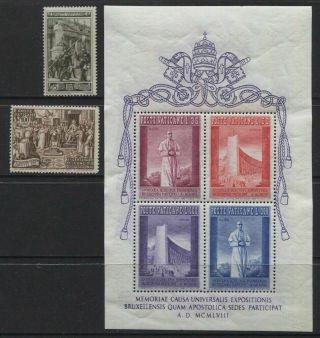 Vatican Sc 140,  143 & 242a Souvenir Sheet All Mnh Og $70