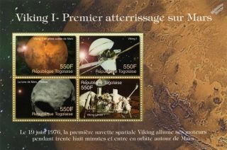 Nasa Viking 1 1976 Mission & Landing On Mars Space Stamp Sheet (2006 Togo)