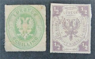 Nystamps German States Lubeck Stamp 6.  8 Ng $68