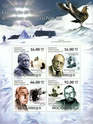 Roald Amundsen Antarctic Polar Explorer / 1911 South Pole Expedition Stamp Sheet