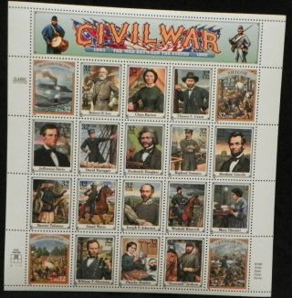 Scott 2975 Civil War Mnh Miniature Sheet Of 20 Stamps
