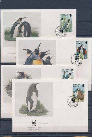 Xb72424 Falkland Islands 1991 Penguins Animals Birds Wwf Fdc 