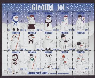 Faroe Islands 2018 Mnh - Christmas - Seals Sheetlet Of 15 Stamps