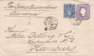 Chile 1894 Uprated Postal Stationery Envelope From Puerto Montt 