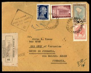 Argentina Buenos Aires May 24 1955 Registered Cover To Amman Jordan Arrival