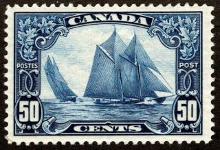 Canada Sc 158 - 50 Cents - Dark Blue - Mvvlh - Schooner Bluenose - C.  V $220