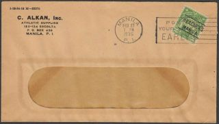 (g2830) Philippines - Usa.  1935 C.  Aklan (heacocks) Commercial Overprint Cover