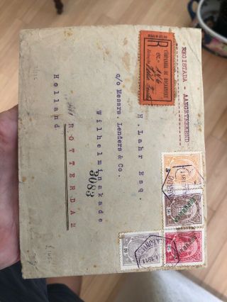 Rare 1911 Mozambique (Portugal Colonial) To Holland Registered Postal Cover 8