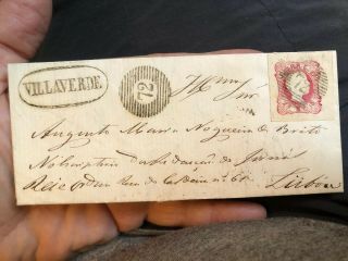 Rare 1862 Lisbon Portugal From Villaverde Domestic Folded Letter Postal Cover