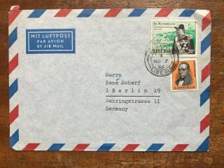 1966 Liberia - Winston Churchill & Edward Roye Postal Cover To Germany - Ref233