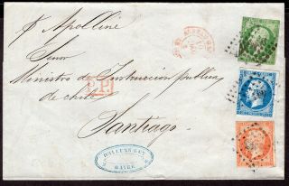 524 France To Chile Folded Letter 1857 Havre - Santiago Contents Look