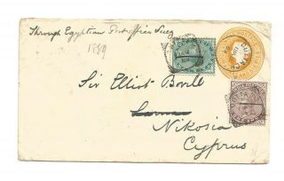 Cyprus 1889 Cover From India To Sir Elliot Bovill Chief Justice Of Cyprus